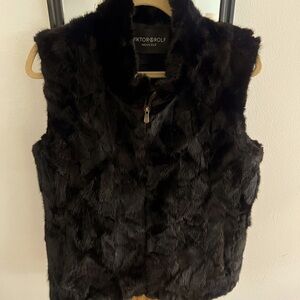 fur black vest